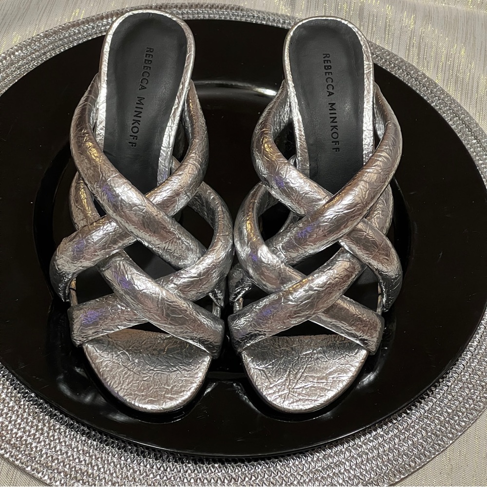 Brand new never worn soft silver platform heels, size 7 by REBECCA MINKOFF.